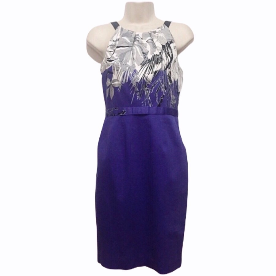 Tahari Purple White Orchid Sheath Dress